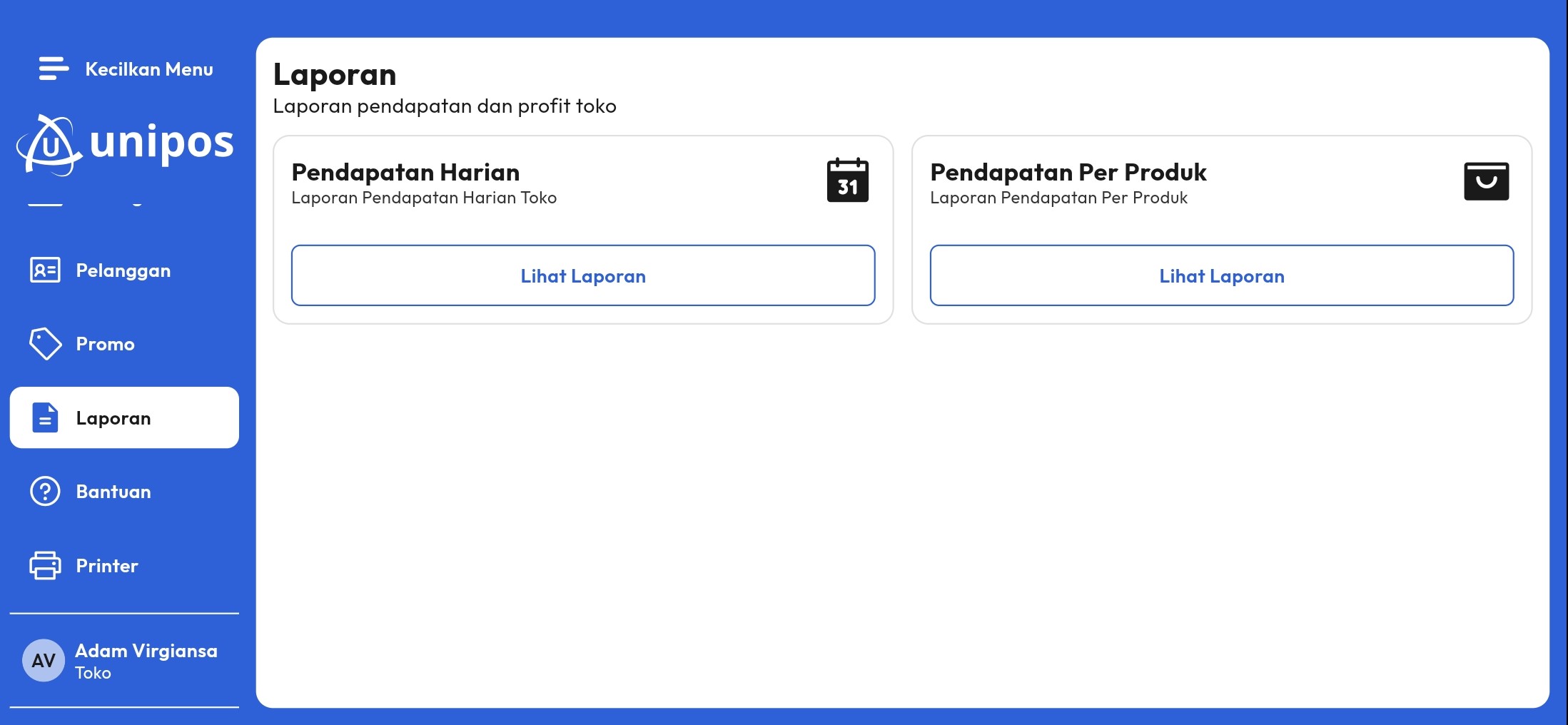 Fitur Laporan Unipos